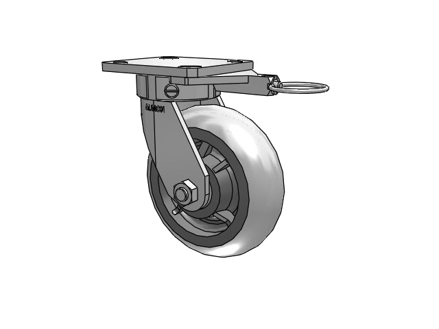 Kingpinless 6"x2" Performance XR Rubber Caster with 4"x4.5" Plate & Swivel Lock