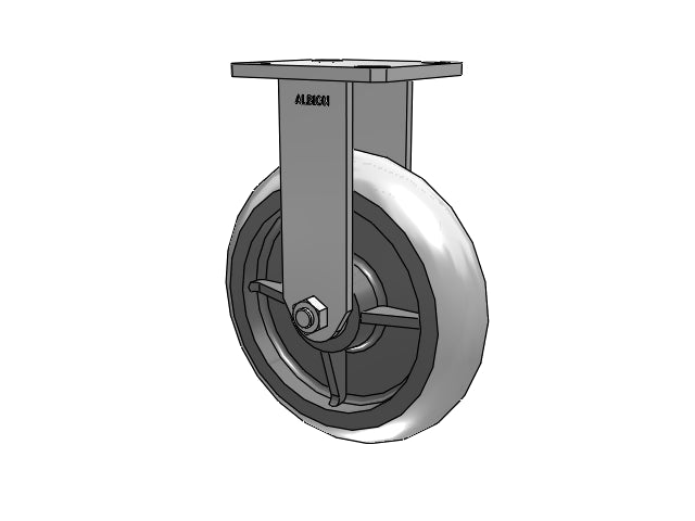 Kingpinless 8"x2" Performance XR Rubber Rigid Caster with 4"x4.5" Plate