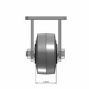 Top dimensioned CAD view of an Albion Casters 4" x 2" wide wheel Rigid caster with 4" x 4-1/2" top plate, without a brake, XS - X-tra Soft Rubber (Flat) wheel and 400 lb. capacity part