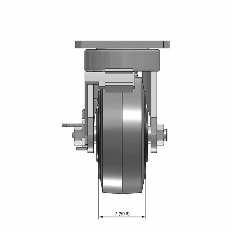 5"x2" Kingpinless Locking Caster with Ergonomic Advanced Rubber Wheel