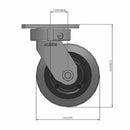 5"x2" Kingpinless Swivel Caster with Ergonomic Advanced Rubber Wheel