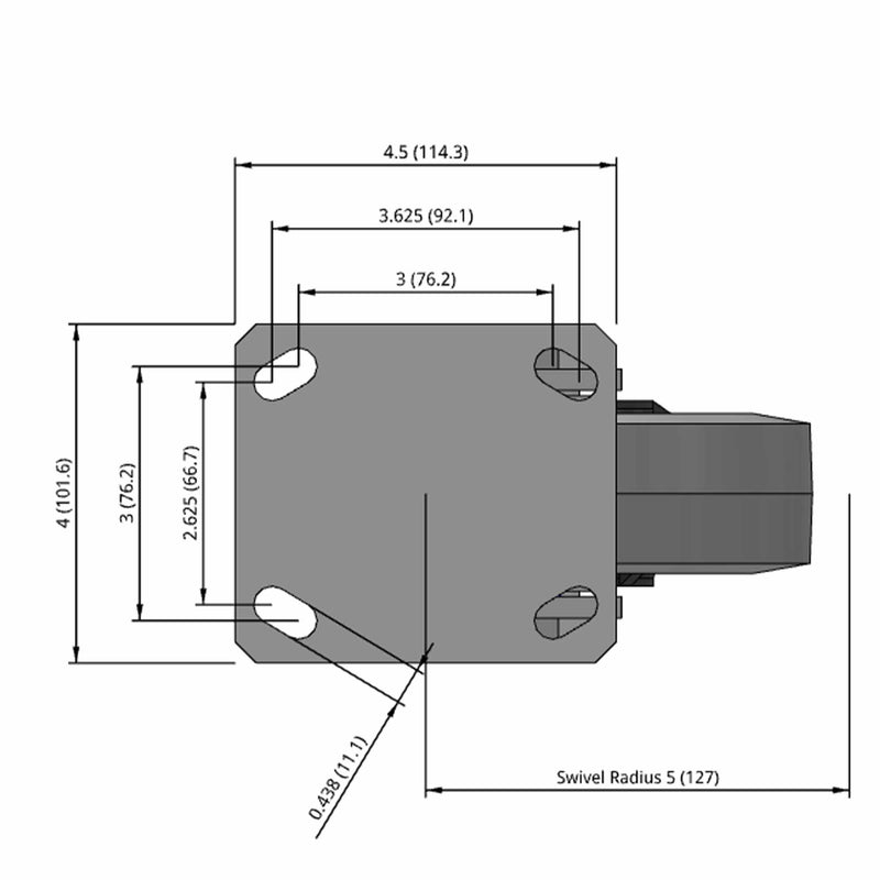 6"x2" Kingpinless Swivel Caster with X-tra Soft Advanced Rubber Wheel