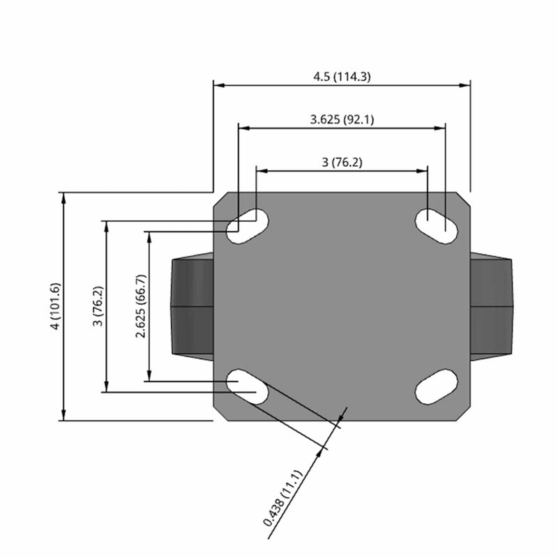 6"x2" Kingpinless Rigid Caster with Ergonomic Advanced Rubber Wheel