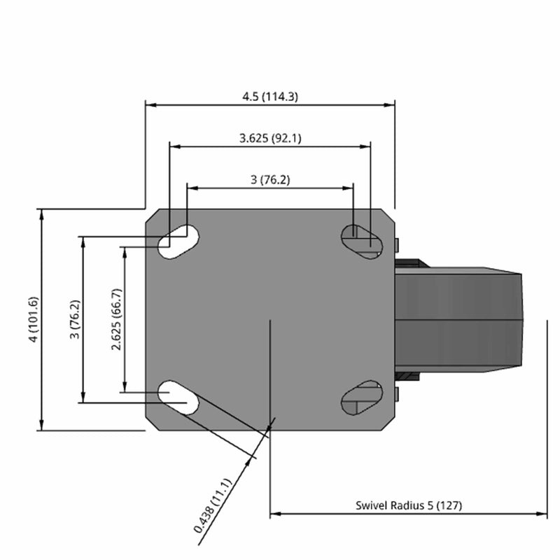 6"x2" Kingpinless Swivel Caster with Ergonomic Advanced Rubber Wheel