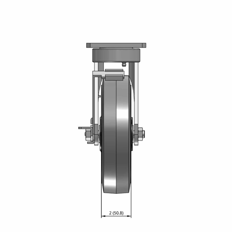 8"x2" Kingpinless Locking Caster with X-tra Soft Advanced Rubber Wheel