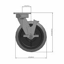 8"x2" Kingpinless Locking Caster with X-tra Soft Advanced Rubber Wheel