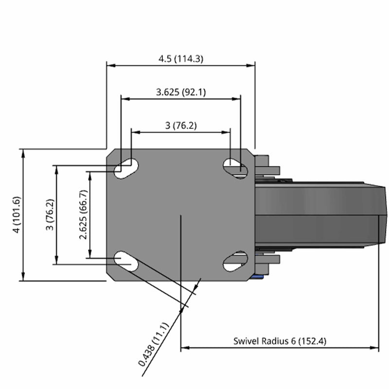 8"x2" Kingpinless Swivel Caster with X-tra Soft Advanced Rubber Wheel