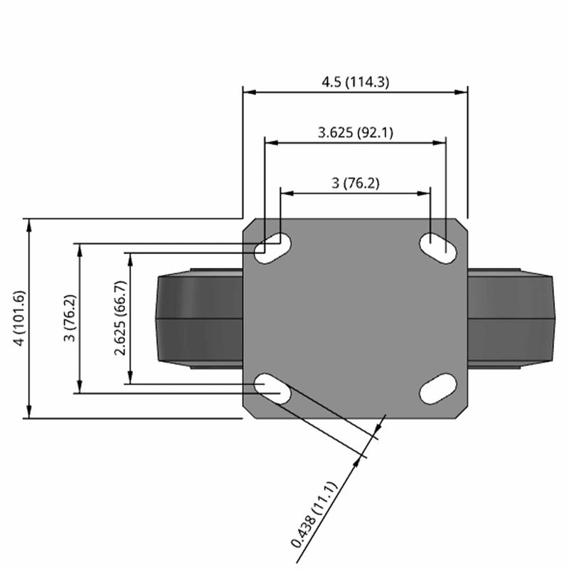 8"x2" Kingpinless Rigid Caster with Ergonomic Advanced Rubber Wheel