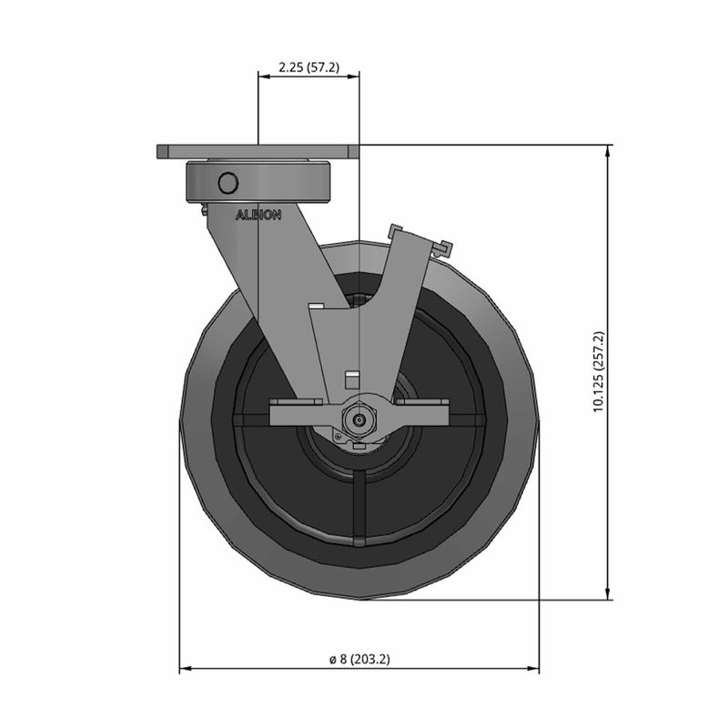 8"x2" Kingpinless Locking Caster with Ergonomic Advanced Rubber Wheel