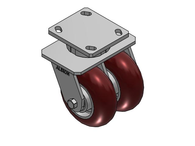 Dual Wheel Kingpinless 5"x2" MAX-Efficiency Maroon Caster with 4"x4.5" Plate