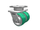 Dual Wheel Kingpinless 4"x2" Poly-on-Aluminum Caster with 4"x4.5" Plate
