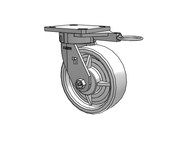 Stainless Kingpinless 6"x2" White Nylon Wheel Caster with 4"x4.5" Plate & Swivel Lock