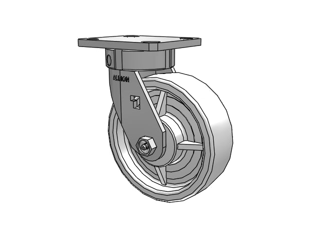 Stainless Kingpinless 6"x2" White Nylon Delrin Bearing Wheel Caster with 4"x4.5" Plate
