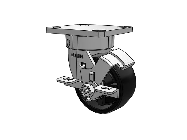 Stainless Kingpinless 4"x2" Polypropylene Wheel Side-Lock Caster with 4"x4.5" Plate