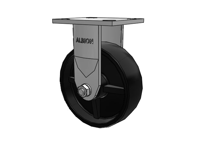 Stainless Kingpinless 6"x2" Polypropylene Wheel Rigid Caster with 4"x4.5" Plate