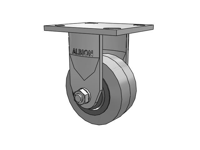 Stainless Kingpinless 4"x2" Performance XS Rubber Rigid Caster with 4"x4.5" Plate
