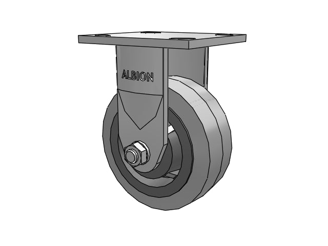 Stainless Kingpinless 5"x2" Performance XS Rubber Rigid Caster with 4"x4.5" Plate