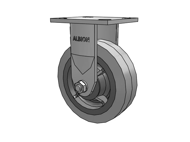 Stainless Kingpinless 6"x2" Performance XS Rubber Rigid Caster with 4"x4.5" Plate