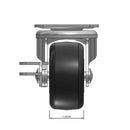 Top dimensioned CAD view of a Faultless Casters 2" x 1" wide wheel Swivel caster with 1-7/8" x 2-9/16" top plate, with a side locking brake, Soft Rubber wheel and 90 lb. capacity part