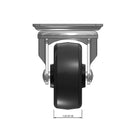 Top dimensioned CAD view of a Faultless Casters 3" x 1.25" wide wheel Swivel caster with 3-1/8" x 4-1/8" top plate, without a brake, Soft Rubber wheel and 175 lb. capacity part