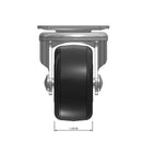 Top dimensioned CAD view of a Faultless Casters 2" x 1" wide wheel Swivel caster with 1-7/8" x 2-9/16" top plate, without a brake, Hard Rubber wheel and 150 lb. capacity part