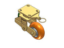Shock-Absorbing 5"x2" MAX-Efficiency Orange Poly-Spring Caster with 4"x4.5" Plate & Swivel Lock