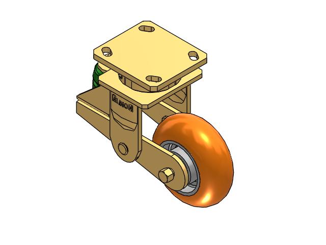 Shock-Absorbing 5"x2" MAX-Efficiency Orange Poly-Spring Caster with 4"x4.5" Plate