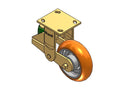Shock-Absorbing 6"x2" MAX-Efficiency Orange Rigid Poly-Spring Caster with 4"x4.5" Plate