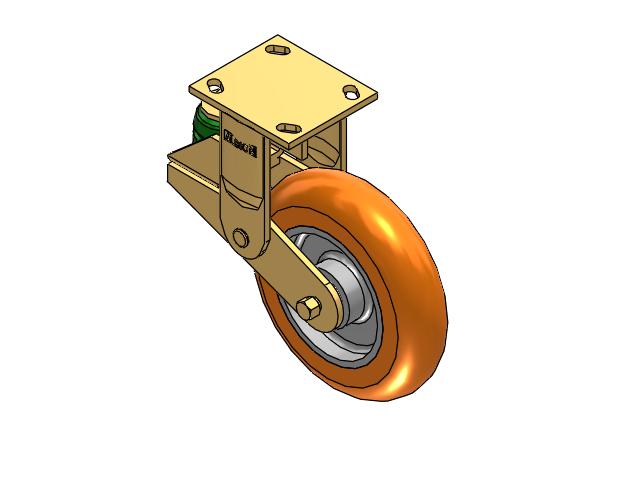 Shock-Absorbing 8"x2" MAX-Efficiency Orange Rigid Poly-Spring Caster with 4"x4.5" Plate