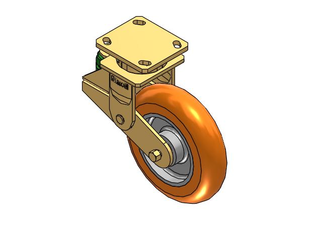 Shock-Absorbing 8"x2" MAX-Efficiency Orange Poly-Spring Caster with 4"x4.5" Plate