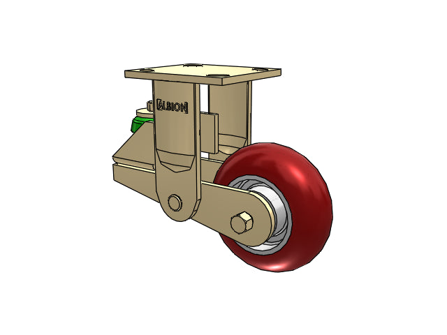 Shock-Absorbing 5"x2" MAX-Efficiency Maroon Rigid Poly-Spring Caster with 4"x4.5" Plate