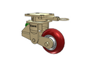 Shock-Absorbing 5"x2" MAX-Efficiency Maroon Poly-Spring Caster with 4"x4.5" Plate & Swivel Lock