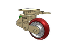 Shock-Absorbing 6"x2" MAX-Efficiency Maroon Poly-Spring Caster with 4"x4.5" Plate & Swivel Lock