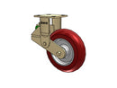 Shock-Absorbing 8"x2" MAX-Efficiency Maroon Rigid Poly-Spring Caster with 4"x4.5" Plate
