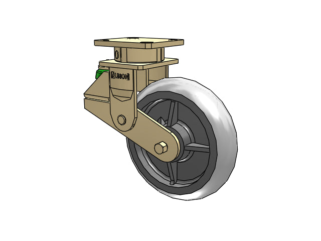Shock-Absorbing 8"x2" Performance XR Rubber Poly-Spring Caster with 4"x4.5" Plate
