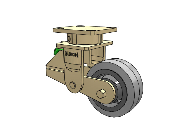 Shock-Absorbing 5"x2" Performance XS Rubber Poly-Spring Caster with 4"x4.5" Plate