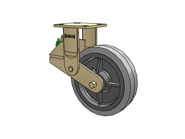 Shock-Absorbing 8"x2" Performance XS Rubber Rigid Poly-Spring Caster with 4"x4.5" Plate