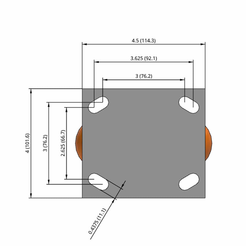 5"x2" USA-Rig Rigid Caster with MAX-Efficiency Orange Wheel