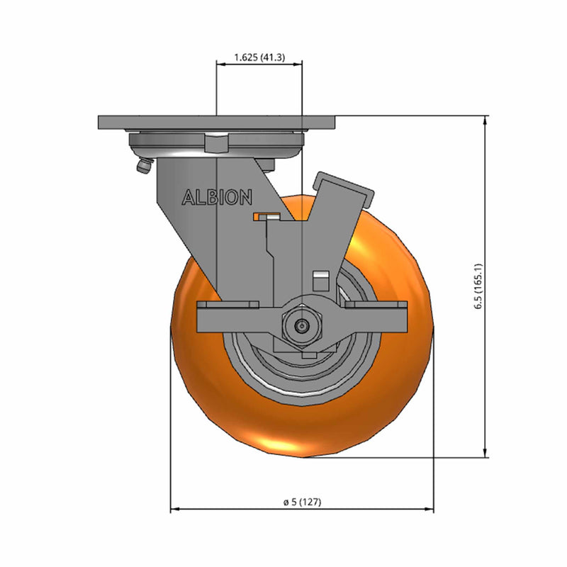 5"x2" USA-Rig Side Locking Caster with MAX-Efficiency Orange Wheel