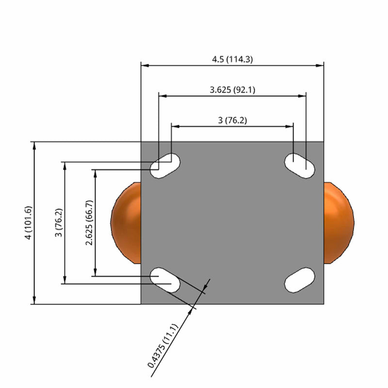 6"x2" USA-Rig 7.5" High Rigid Caster with MAX-Efficiency Orange Wheel