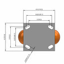 6"x2" USA-Rig Rigid Caster with MAX-Efficiency Orange Wheel