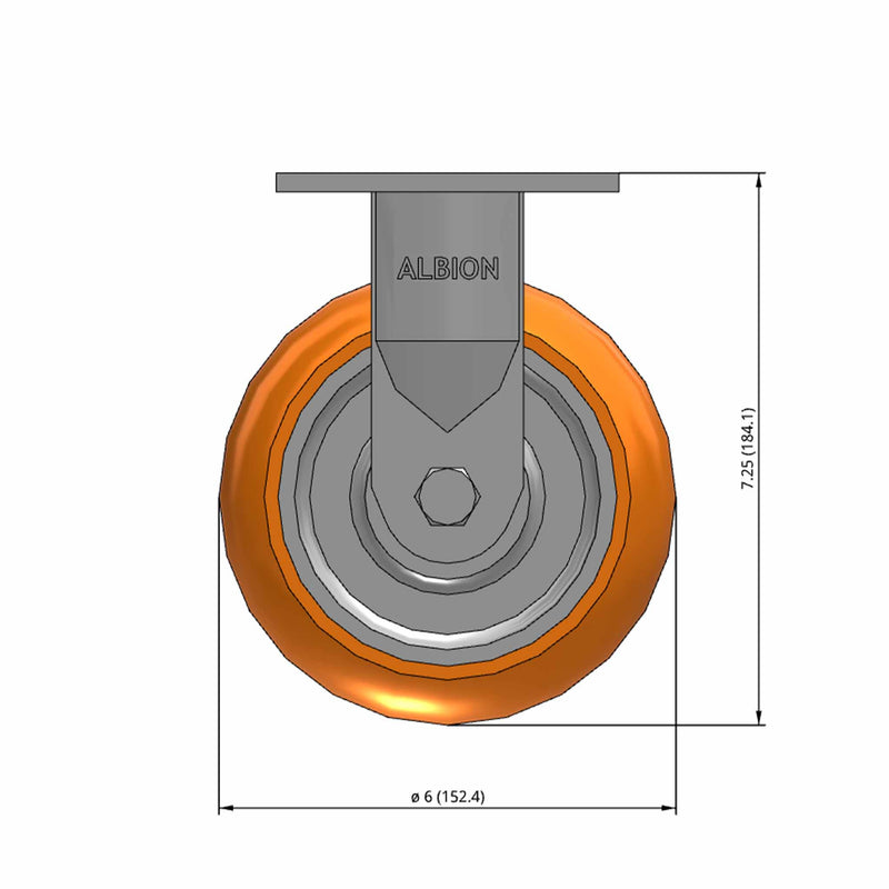 6"x2" USA-Rig Rigid Caster with MAX-Efficiency Orange Wheel
