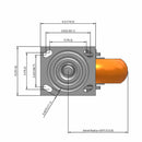 6"x2" USA-Rig 7.5" High Swivel Caster with MAX-Efficiency Orange Wheel