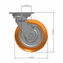 6"x2" USA-Rig Swivel Caster with MAX-Efficiency Orange Wheel