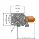 8"x2" USA-Rig Side Locking Caster with MAX-Efficiency Orange Wheel