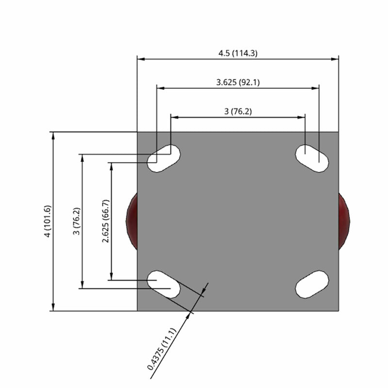 5"x2" USA-Rig Rigid Caster with MAX-Efficiency Maroon Wheel