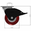 5"x2" USA-Rig Top Total Lock Caster with MAX-Efficiency Maroon Wheel