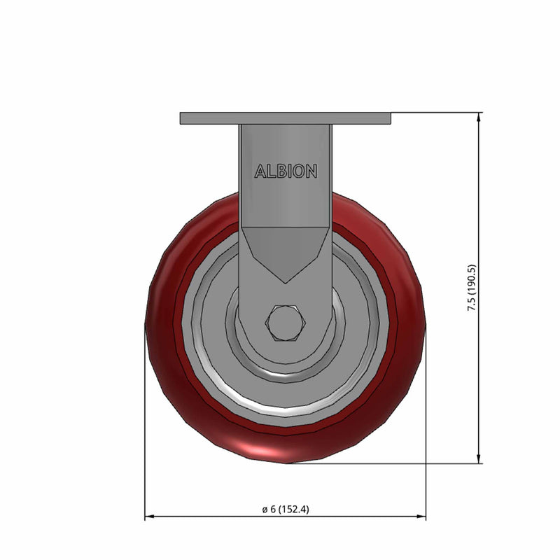 6"x2" USA-Rig 7.5" High Rigid Caster with MAX-Efficiency Maroon Wheel
