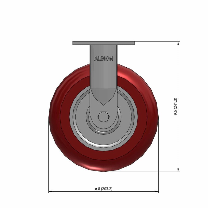 8"x2" USA-Rig Rigid Caster with MAX-Efficiency Maroon Wheel