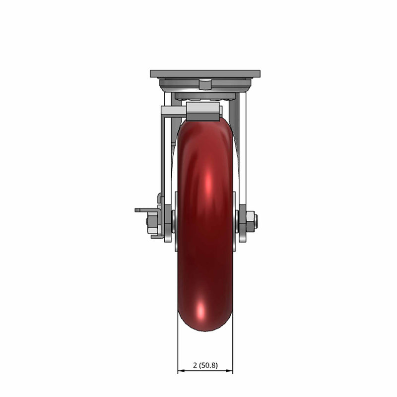 8"x2" USA-Rig Side Locking Caster with MAX-Efficiency Maroon Wheel
